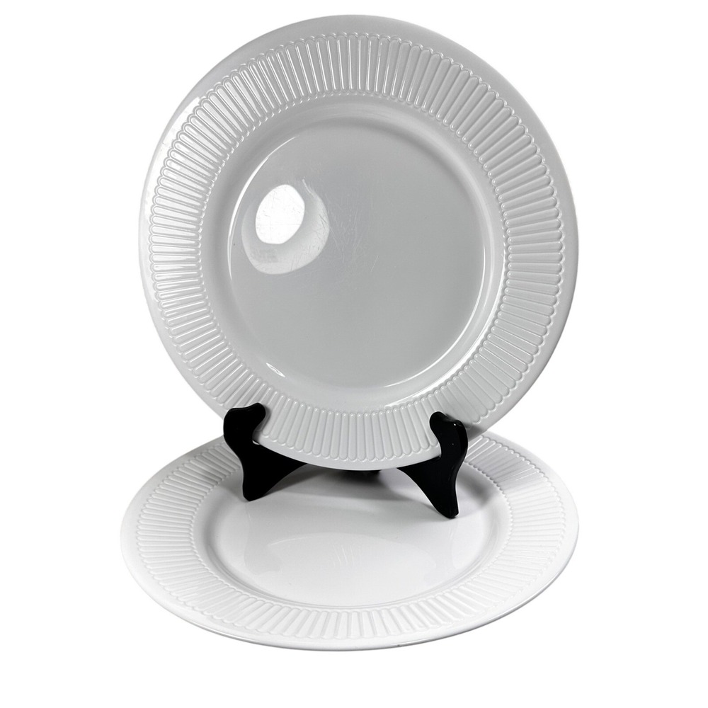 Martha Stewart Everyday France White Embossed Fluted Dinner Plates Set of 2